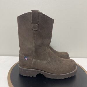 Polo Jeans Wellington‎ Pull On Boots Men 8 D Work Western Brown Suede Leather